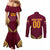 Venezuela Football 2024 Couples Matching Mermaid Dress and Long Sleeve Button Shirt The Red Wine