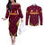 Venezuela Football 2024 Couples Matching Off The Shoulder Long Sleeve Dress and Long Sleeve Button Shirt The Red Wine