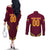 Venezuela Football 2024 Couples Matching Off The Shoulder Long Sleeve Dress and Long Sleeve Button Shirt The Red Wine