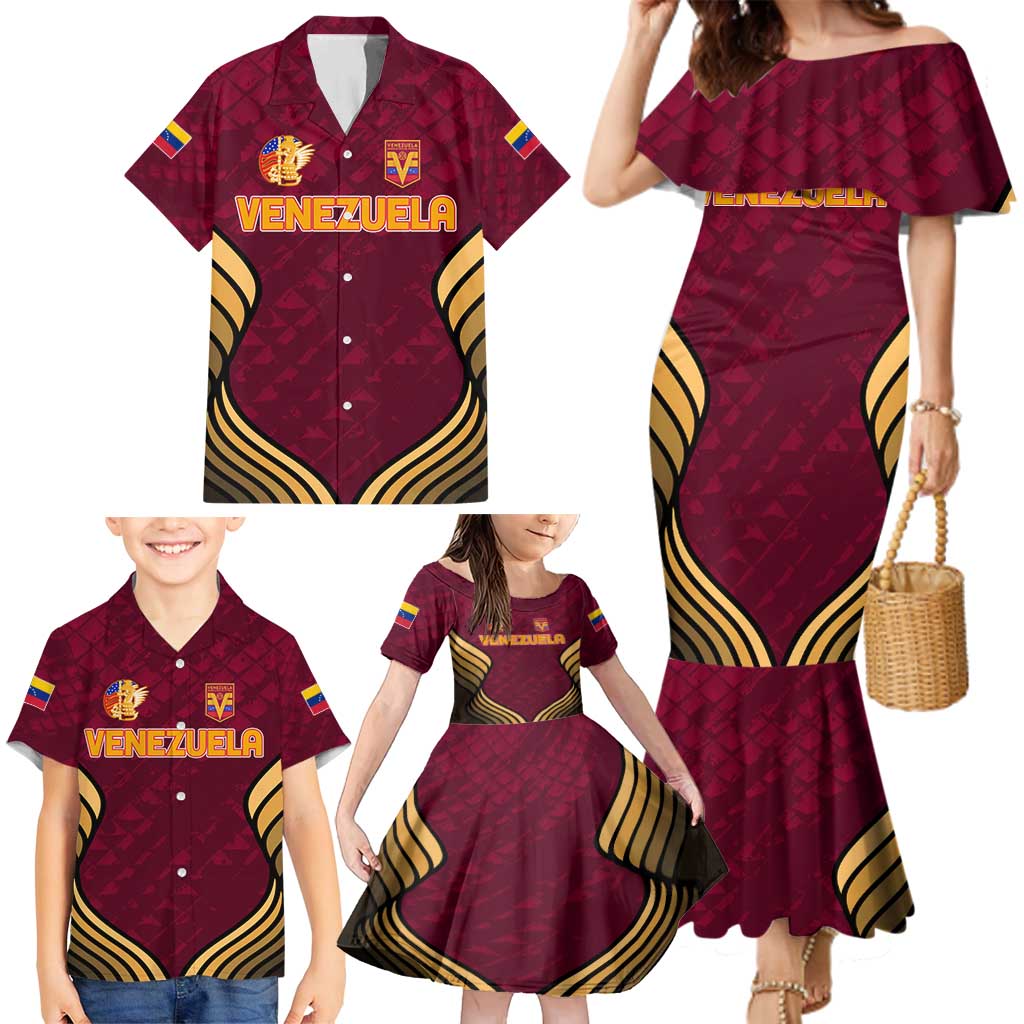 Custom Venezuela Football 2024 Family Matching Mermaid Dress and Hawaiian Shirt The Red Wine - Wonder Print Shop