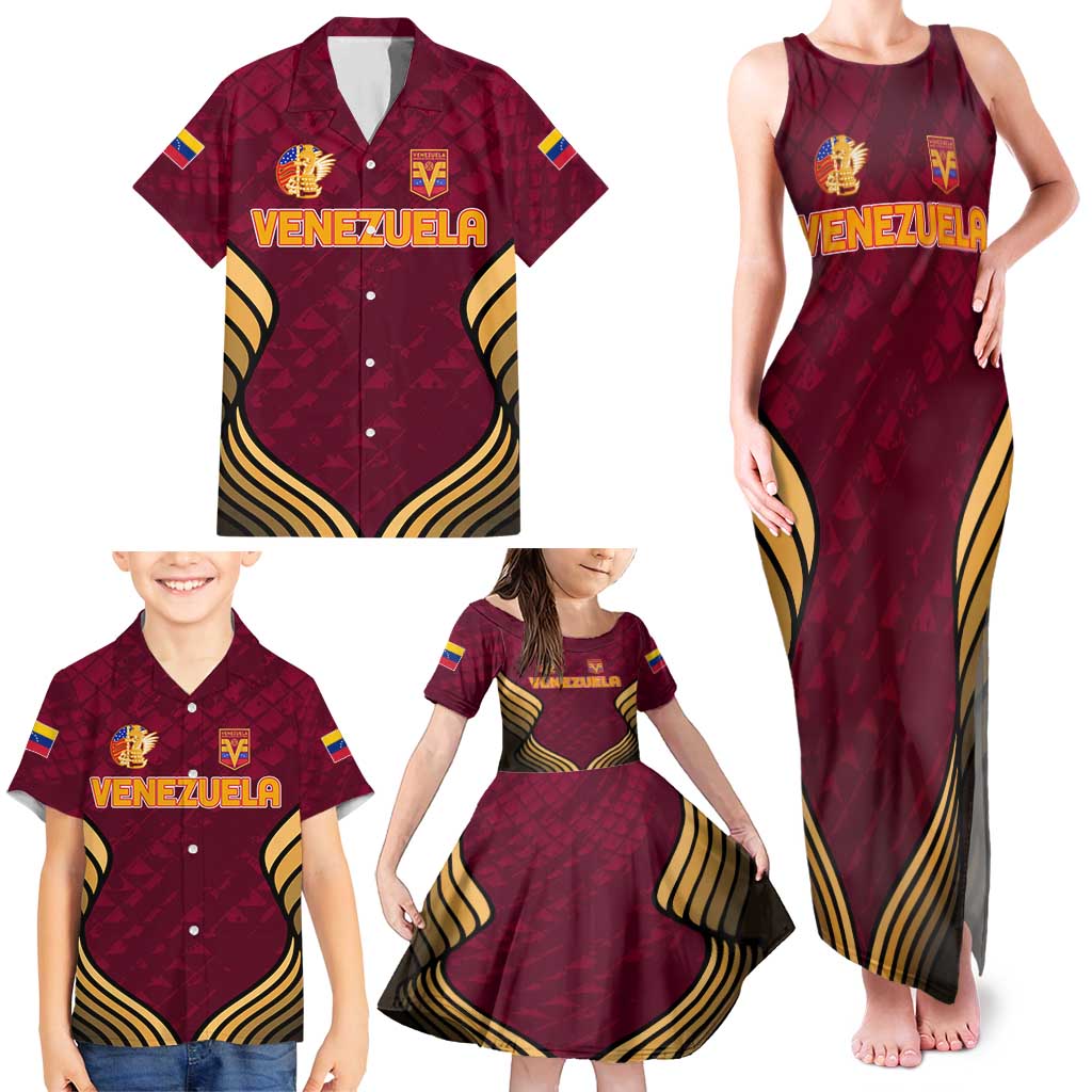 Custom Venezuela Football 2024 Family Matching Tank Maxi Dress and Hawaiian Shirt The Red Wine - Wonder Print Shop