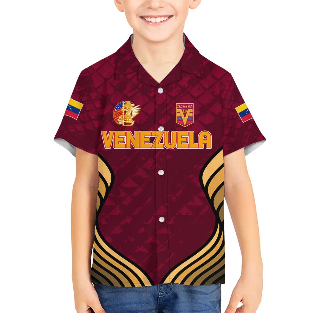 Custom Venezuela Football 2024 Kid Hawaiian Shirt The Red Wine - Wonder Print Shop