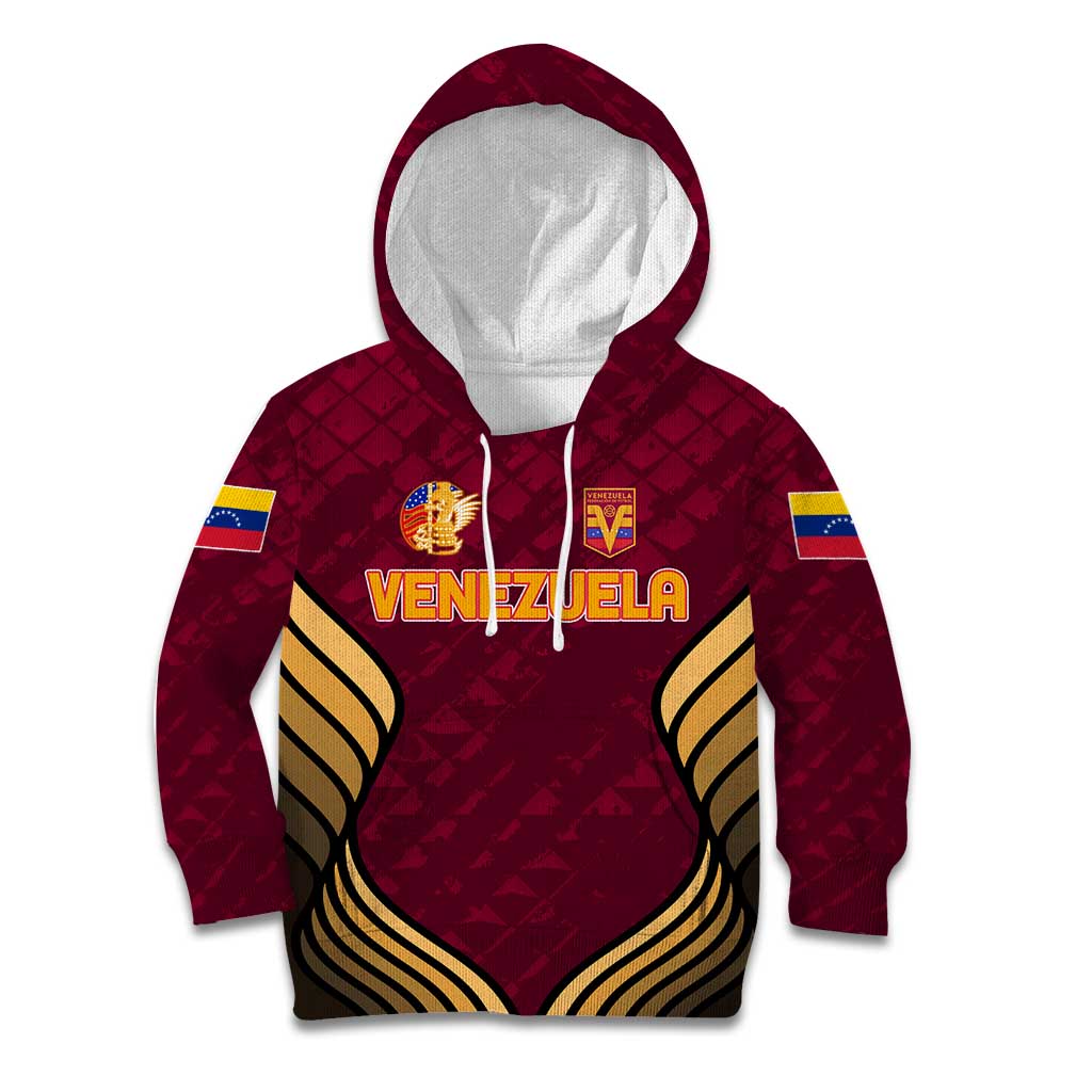 Custom Venezuela Football 2024 Kid Hoodie The Red Wine - Wonder Print Shop