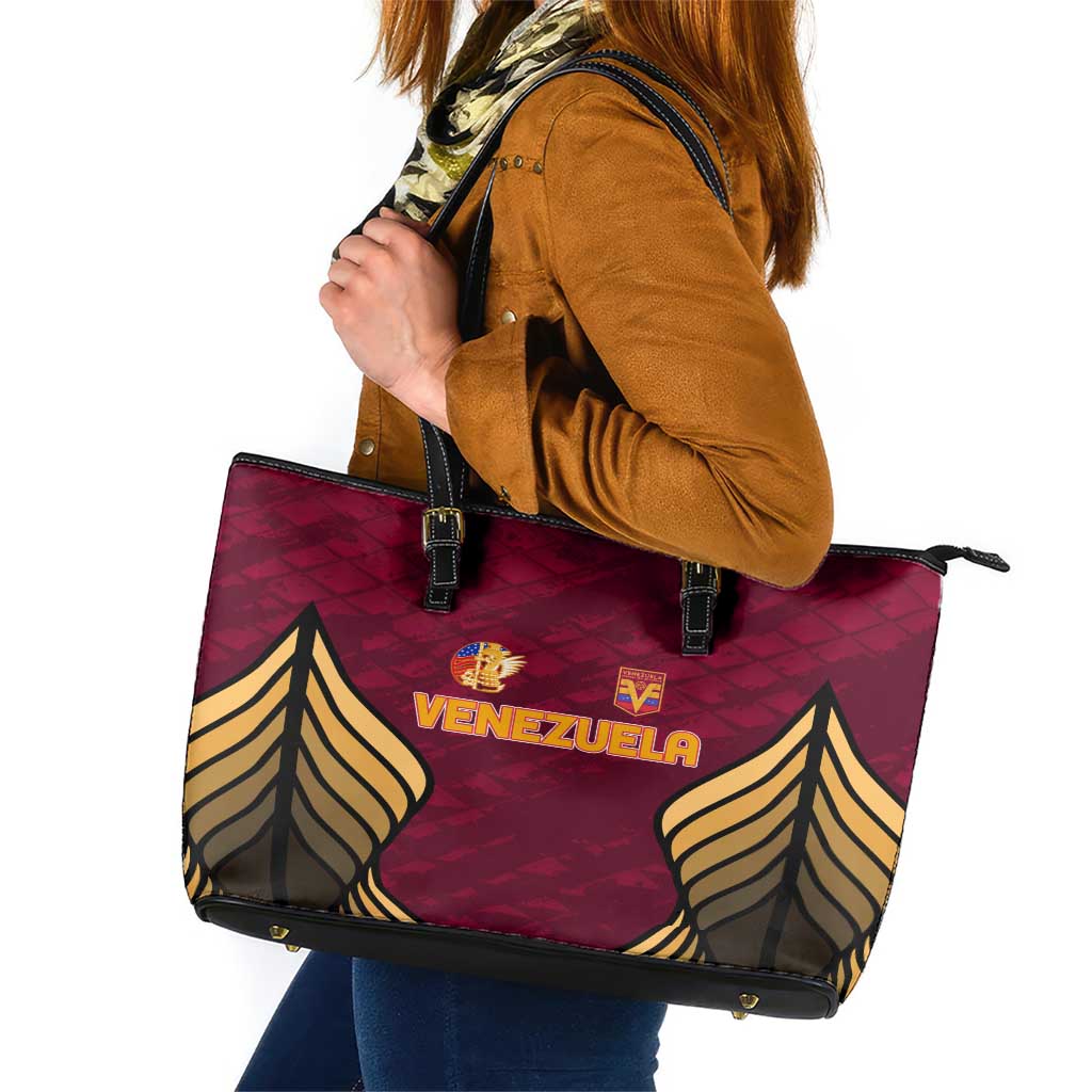 Venezuela Football 2024 Leather Tote Bag The Red Wine - Wonder Print Shop