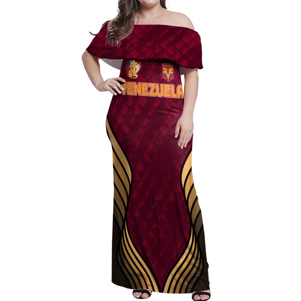 Custom Venezuela Football 2024 Off Shoulder Maxi Dress The Red Wine - Wonder Print Shop