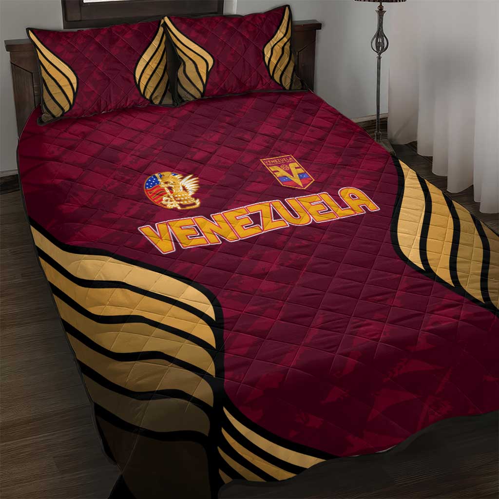 Venezuela Football 2024 Quilt Bed Set The Red Wine - Wonder Print Shop