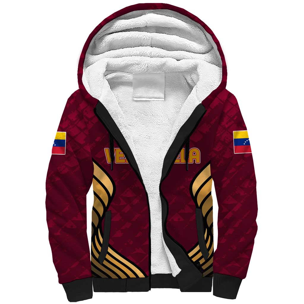 Custom Venezuela Football 2024 Sherpa Hoodie The Red Wine - Wonder Print Shop