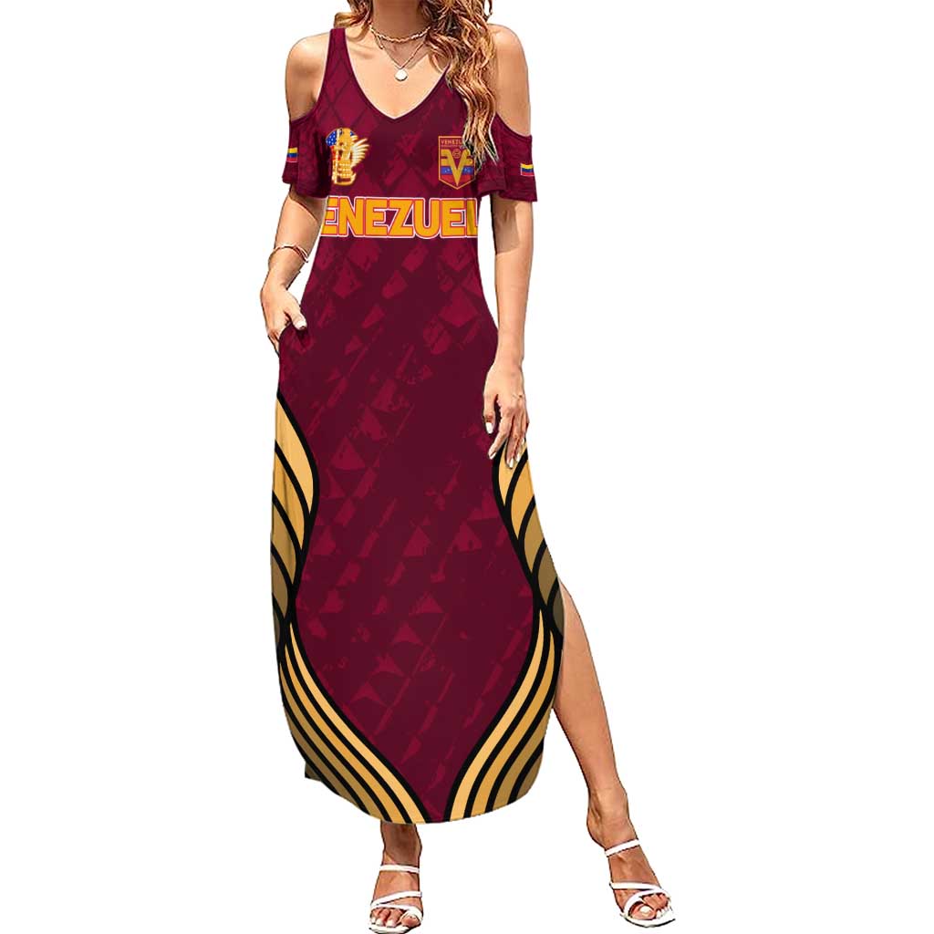 Custom Venezuela Football 2024 Summer Maxi Dress The Red Wine - Wonder Print Shop