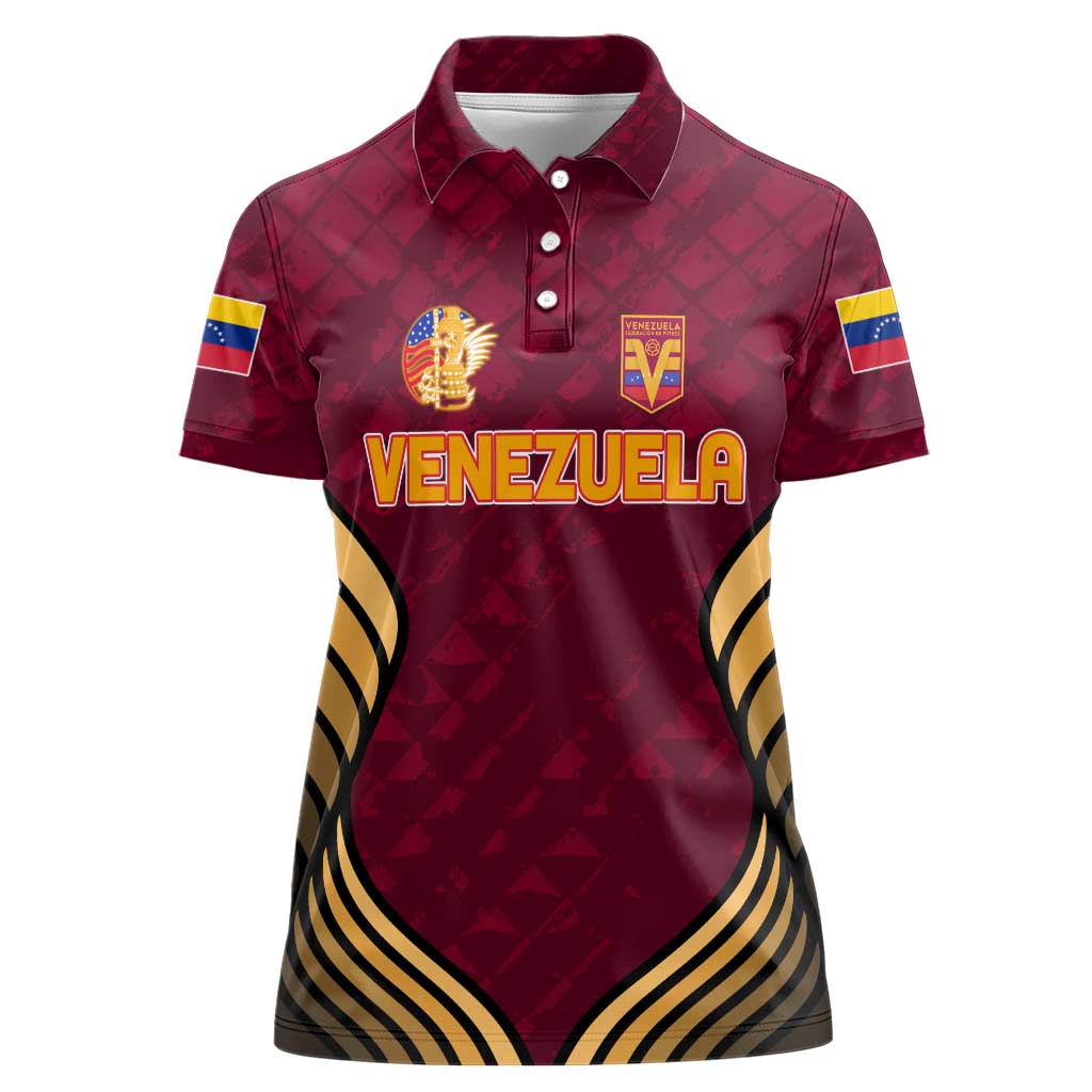 Custom Venezuela Football 2024 Women Polo Shirt The Red Wine - Wonder Print Shop