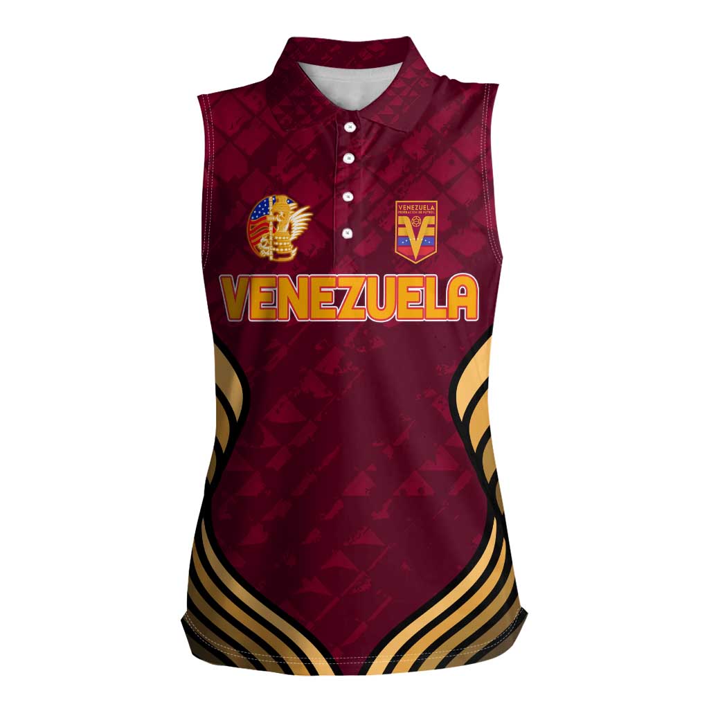 Custom Venezuela Football 2024 Women Sleeveless Polo Shirt The Red Wine - Wonder Print Shop