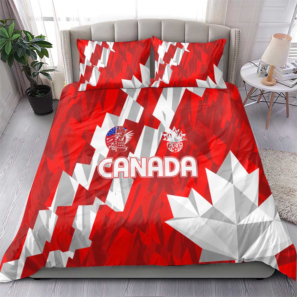 Canada-themed red and white duvet cover with two square pillowcases