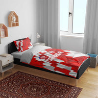 Canada-themed red and white bedding set with duvet and two pillowcases