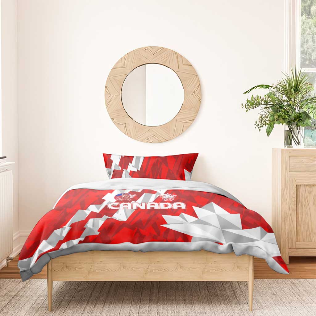 Canada-themed red and white duvet cover with two matching pillowcases