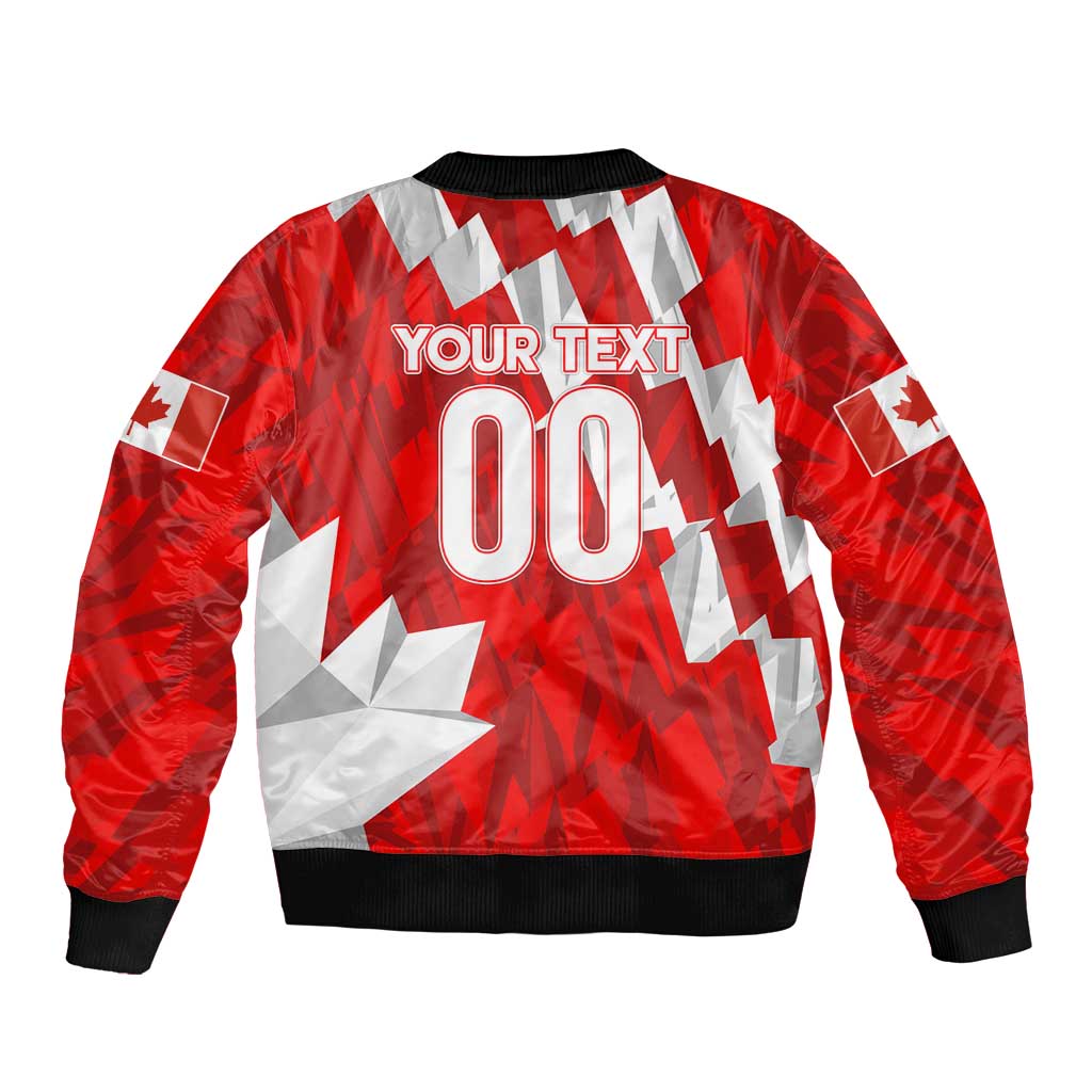 Red Canada soccer bomber jacket with black ribbed cuffs and large '00' graphic