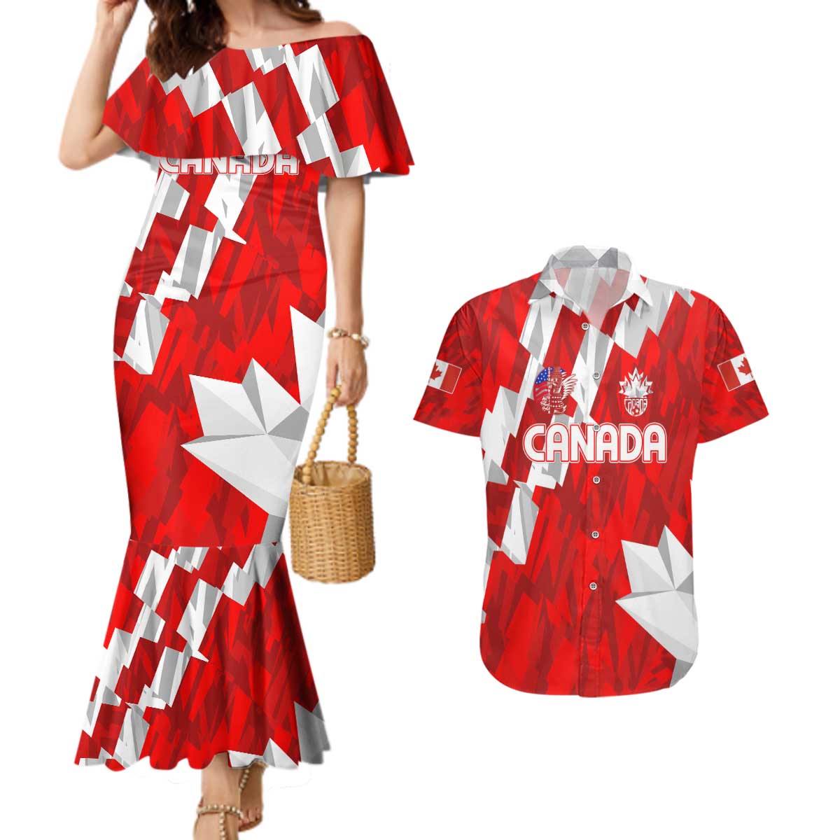 Canada Soccer 2024 Couples Matching Mermaid Dress and Hawaiian Shirt Canucks The Reds - Wonder Print Shop