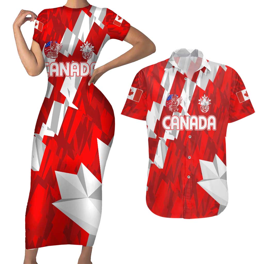 Canada Soccer 2024 Couples Matching Short Sleeve Bodycon Dress and Hawaiian Shirt Canucks The Reds - Wonder Print Shop