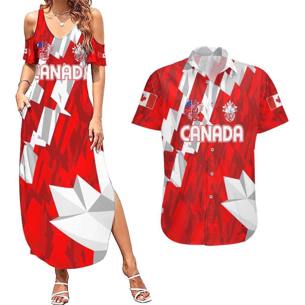 Canada Soccer 2024 Couples Matching Summer Maxi Dress and Hawaiian Shirt Canucks The Reds - Wonder Print Shop