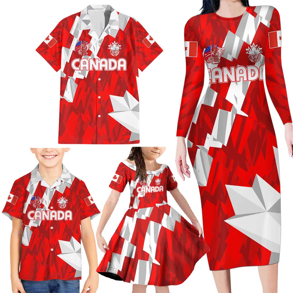 Canada Soccer 2024 Family Matching Long Sleeve Bodycon Dress and Hawaiian Shirt Canucks The Reds - Wonder Print Shop