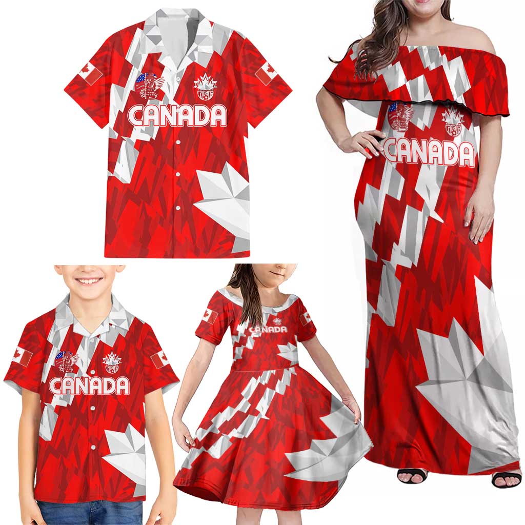 Canada Soccer 2024 Family Matching Off Shoulder Maxi Dress and Hawaiian Shirt Canucks The Reds - Wonder Print Shop