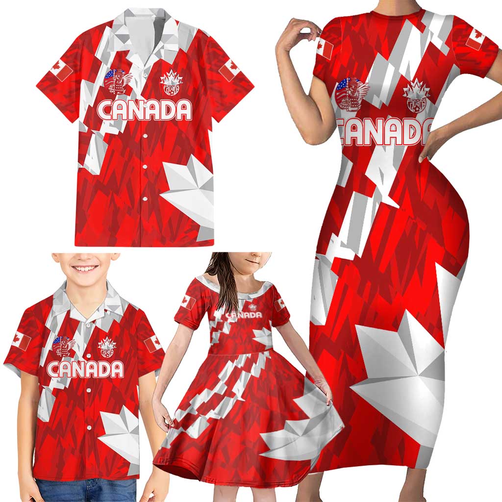 Canada Soccer 2024 Family Matching Short Sleeve Bodycon Dress and Hawaiian Shirt Canucks The Reds - Wonder Print Shop