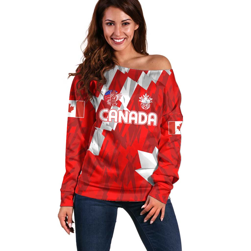 Canada Soccer 2024 Off Shoulder Sweater Canucks The Reds - Wonder Print Shop