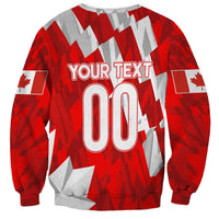Canada soccer sweatshirt, red and gray pattern with customizable 'YOUR TEXT 00' print
