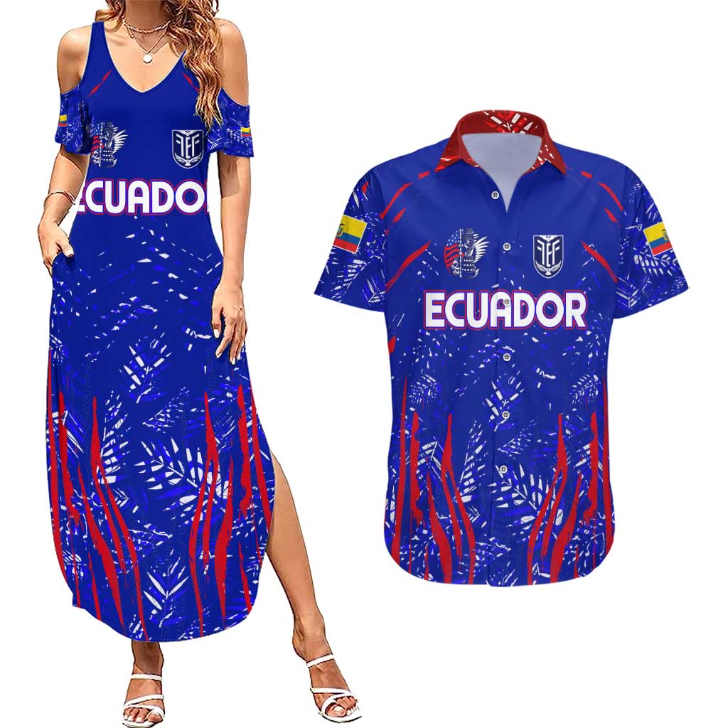 Ecuador Football 2024 Couples Matching Summer Maxi Dress and Hawaiian Shirt La Tricolor - Wonder Print Shop