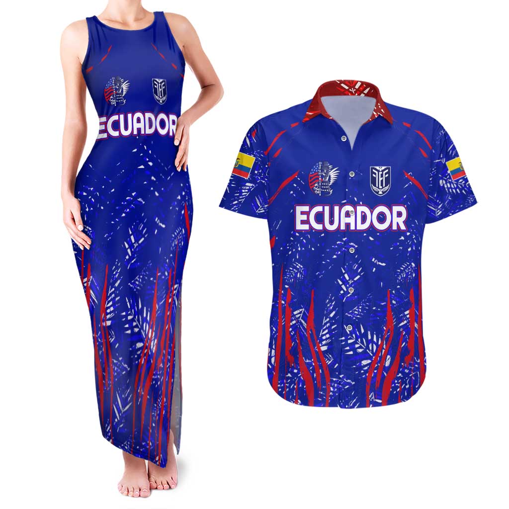 Ecuador Football 2024 Couples Matching Tank Maxi Dress and Hawaiian Shirt La Tricolor - Wonder Print Shop