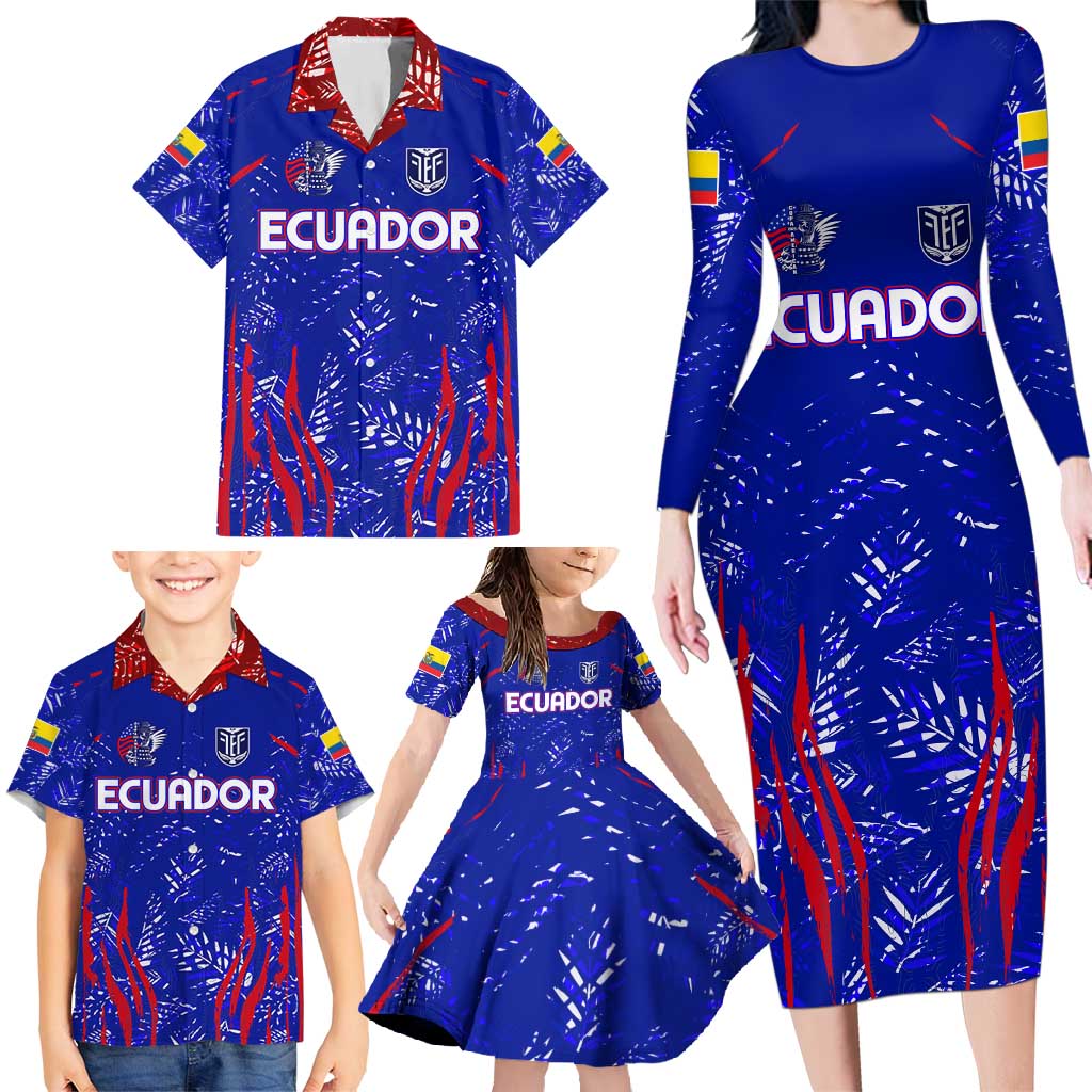 Ecuador Football 2024 Family Matching Long Sleeve Bodycon Dress and Hawaiian Shirt La Tricolor - Wonder Print Shop