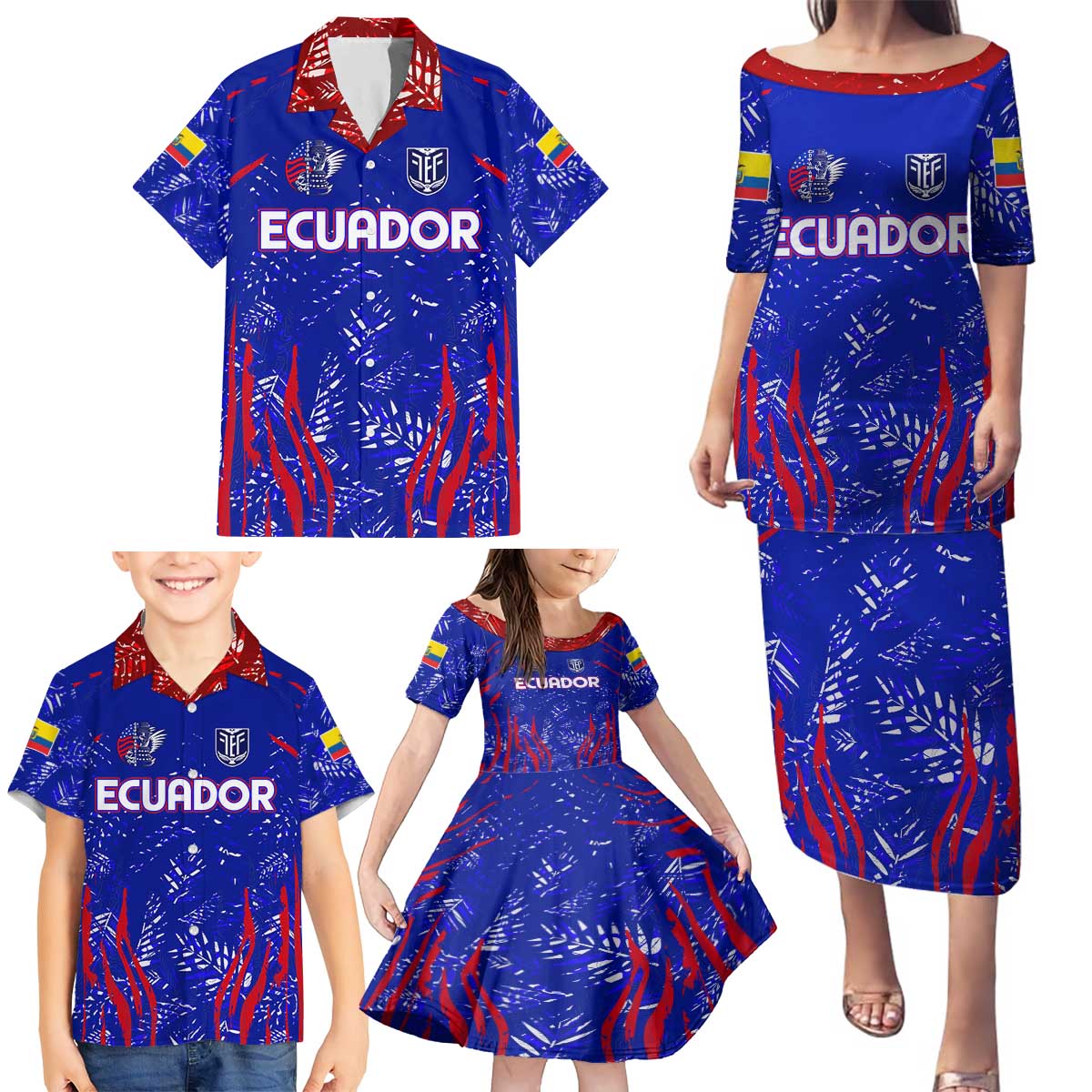 Ecuador Football 2024 Family Matching Puletasi and Hawaiian Shirt La Tricolor - Wonder Print Shop