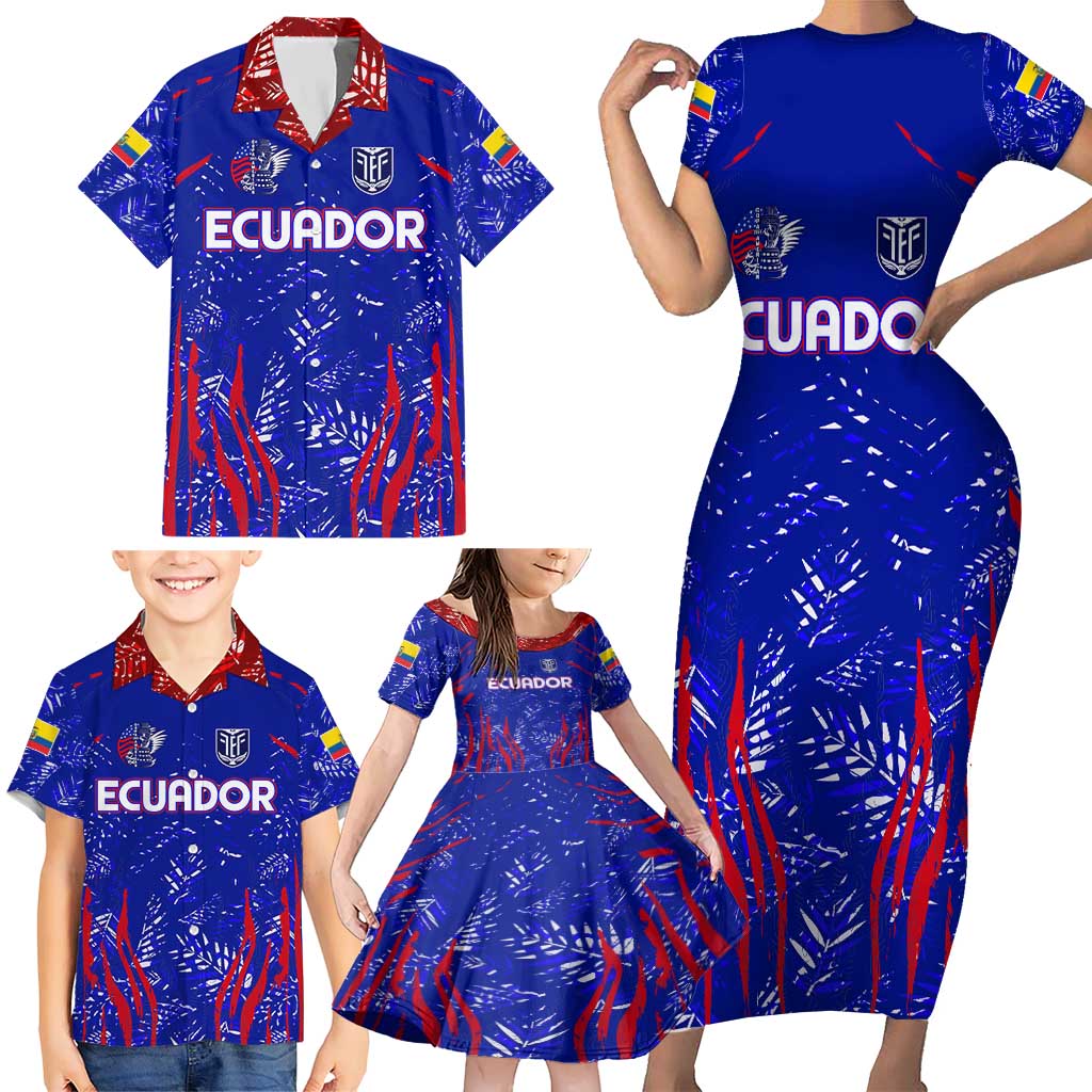 Ecuador Football 2024 Family Matching Short Sleeve Bodycon Dress and Hawaiian Shirt La Tricolor - Wonder Print Shop