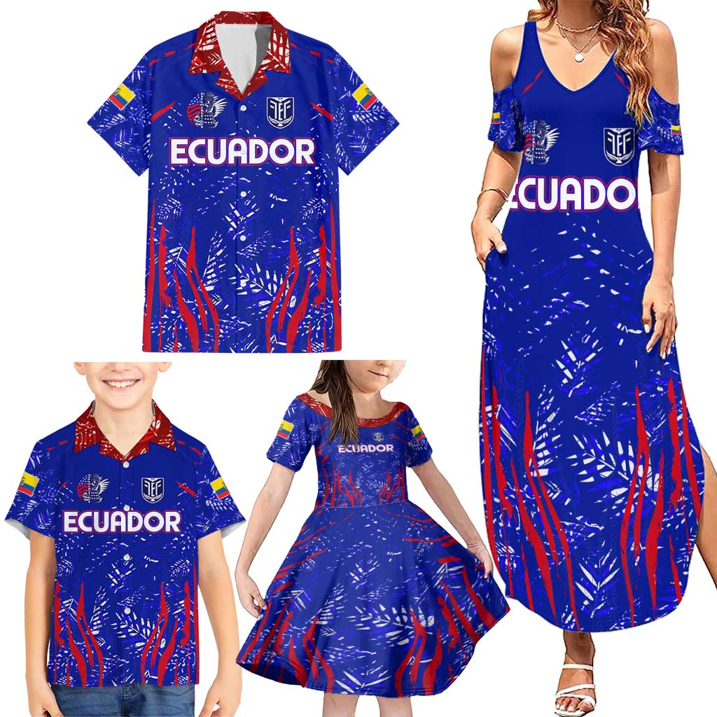 Ecuador Football 2024 Family Matching Summer Maxi Dress and Hawaiian Shirt La Tricolor - Wonder Print Shop