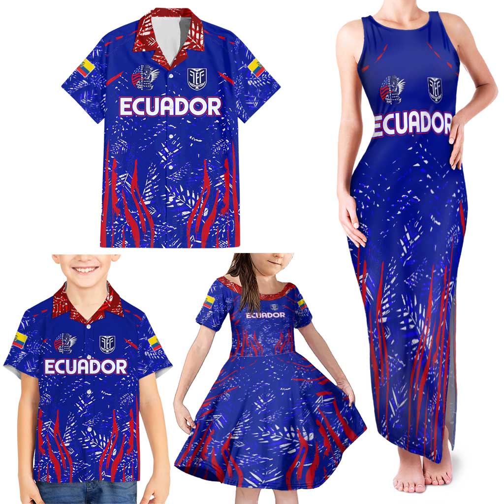 Ecuador Football 2024 Family Matching Tank Maxi Dress and Hawaiian Shirt La Tricolor - Wonder Print Shop