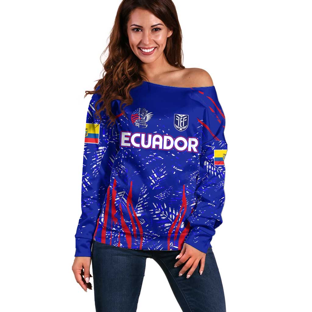 Ecuador Football 2024 Off Shoulder Sweater La Tricolor - Wonder Print Shop