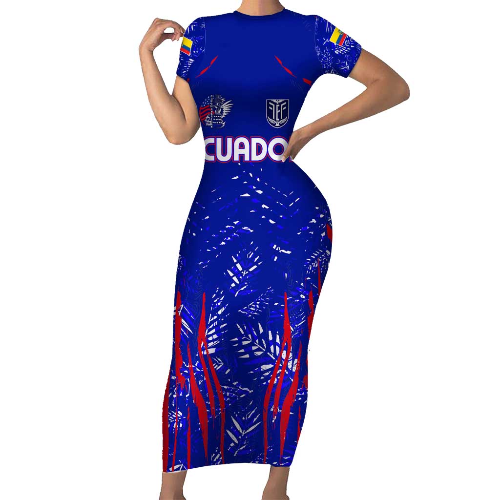 Ecuador Football 2024 Short Sleeve Bodycon Dress La Tricolor - Wonder Print Shop