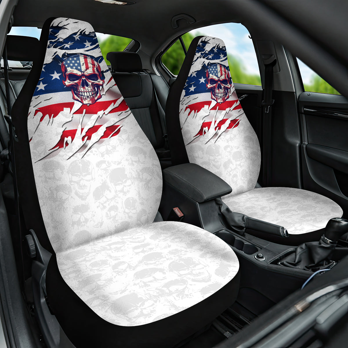 American Flag Skull Car Seat Cover - Wonder Print Shop