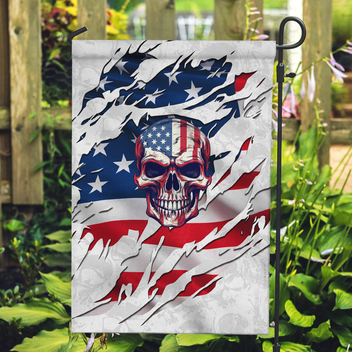 American Flag Skull Garden Flag - Wonder Print Shop