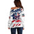 American Flag Skull Off Shoulder Sweater - Wonder Print Shop