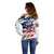 American Flag Skull Off Shoulder Sweater - Wonder Print Shop