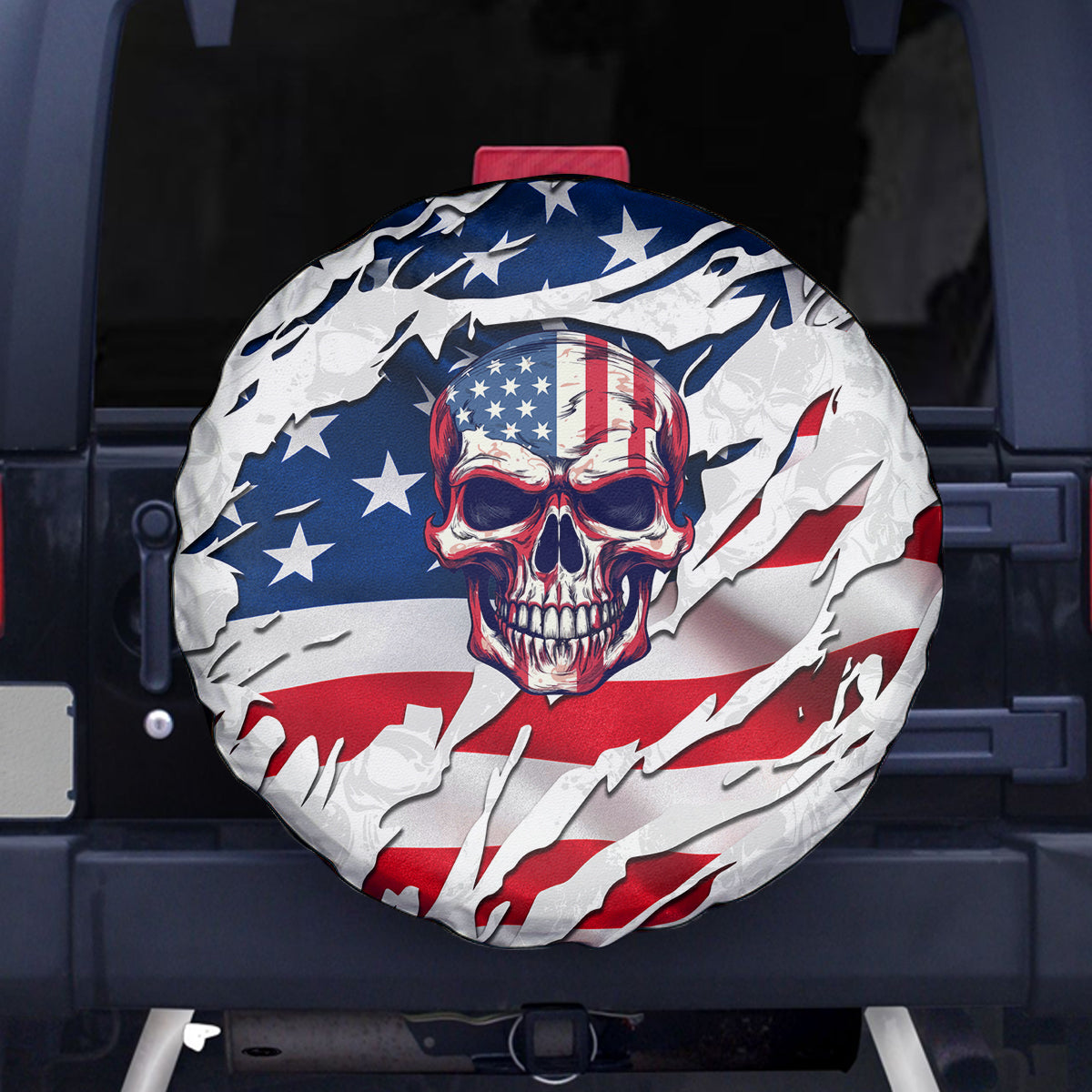 American Flag Skull Spare Tire Cover - Wonder Print Shop