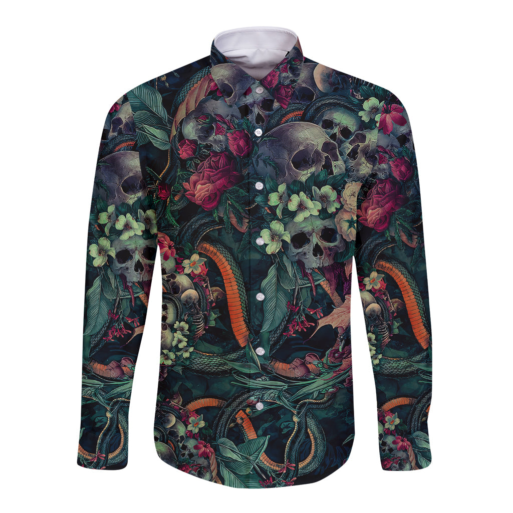 Skulls and Snakes Long Sleeve Button Shirt - Wonder Print Shop