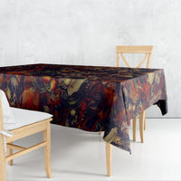 Skull art tablecloth DT02 in dark red and blue with skull and flower pattern