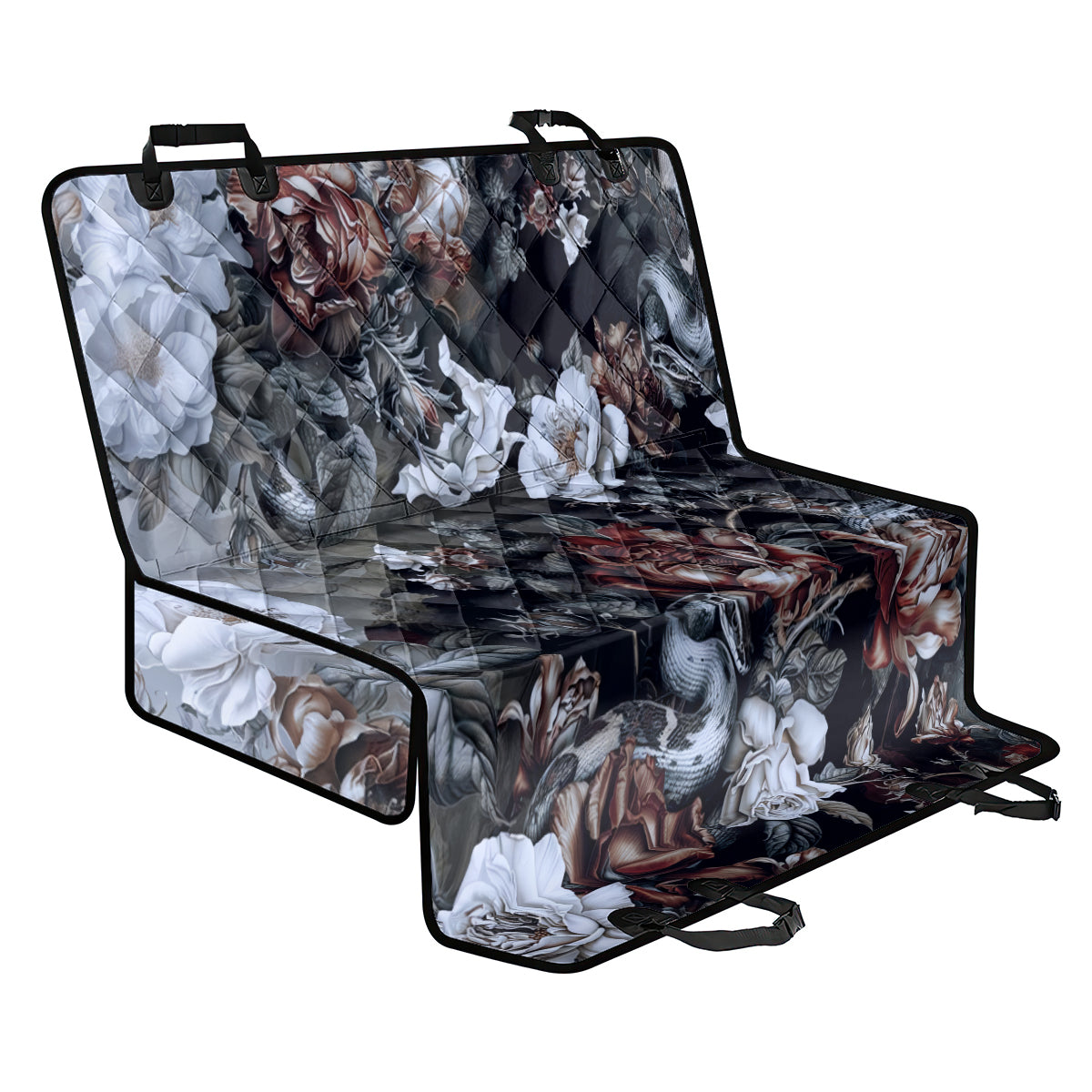 Skulls Roses And White Snakes Back Car Seat Cover - Wonder Print Shop