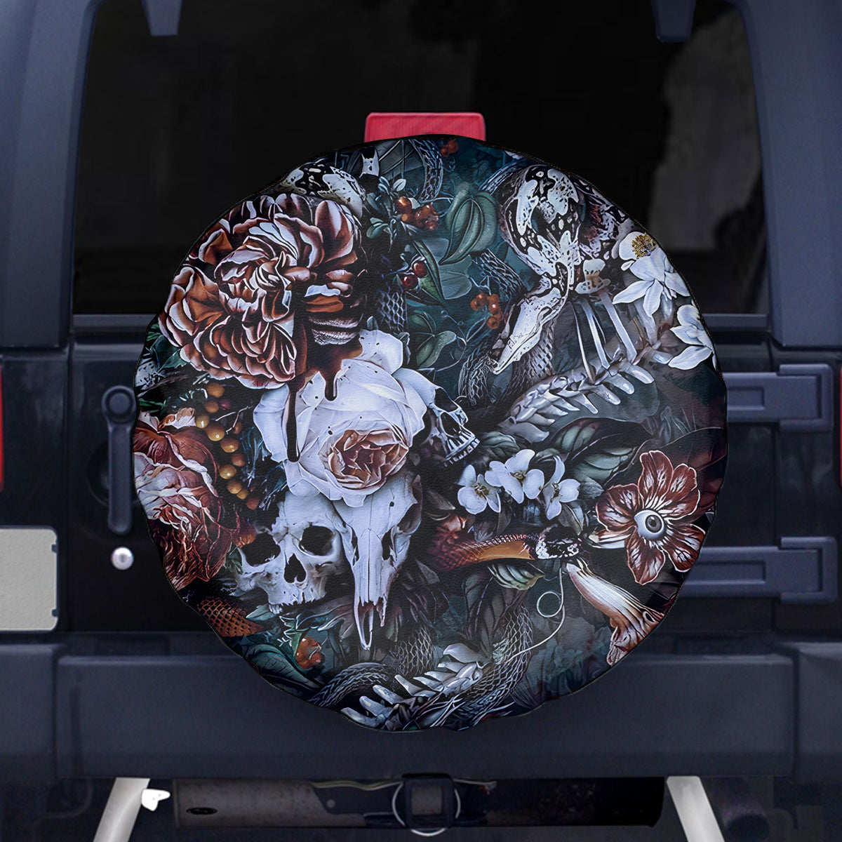 Skulls White Nightmare Spare Tire Cover - Wonder Print Shop