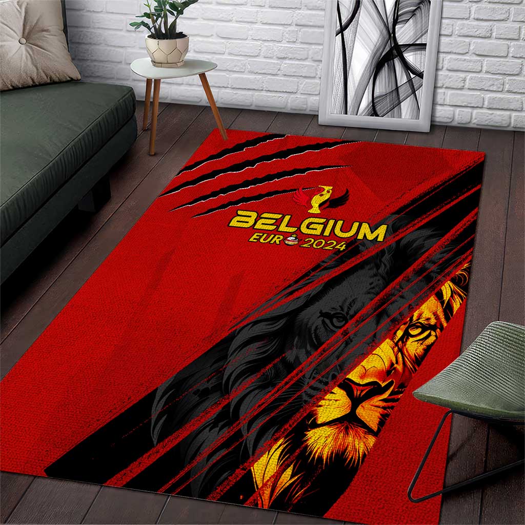 Belgium Football 2024 Area Rug Trophy Wing Style - Wonder Print Shop