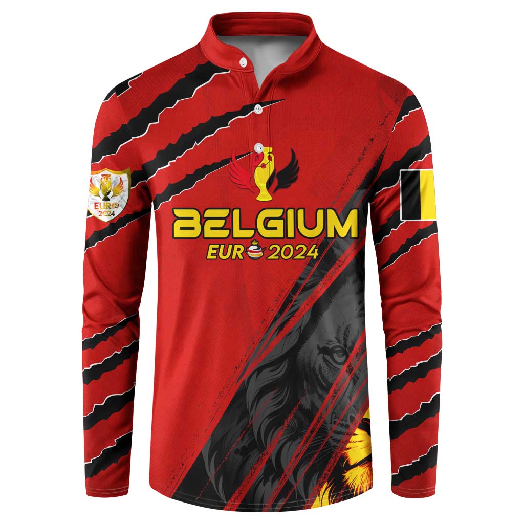 Personalized Belgium Football 2024 Button Sweatshirt Trophy Wing Style - Wonder Print Shop