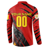 Red button sweatshirt back with 'YOUR NAME' and '00' yellow number, long sleeves