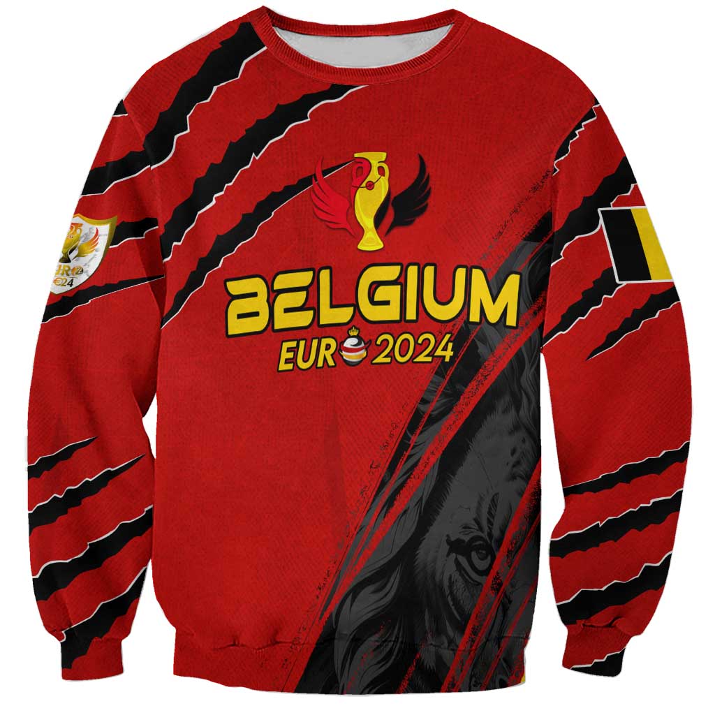 Personalized Belgium Football 2024 Sweatshirt Trophy Wing Style - Wonder Print Shop