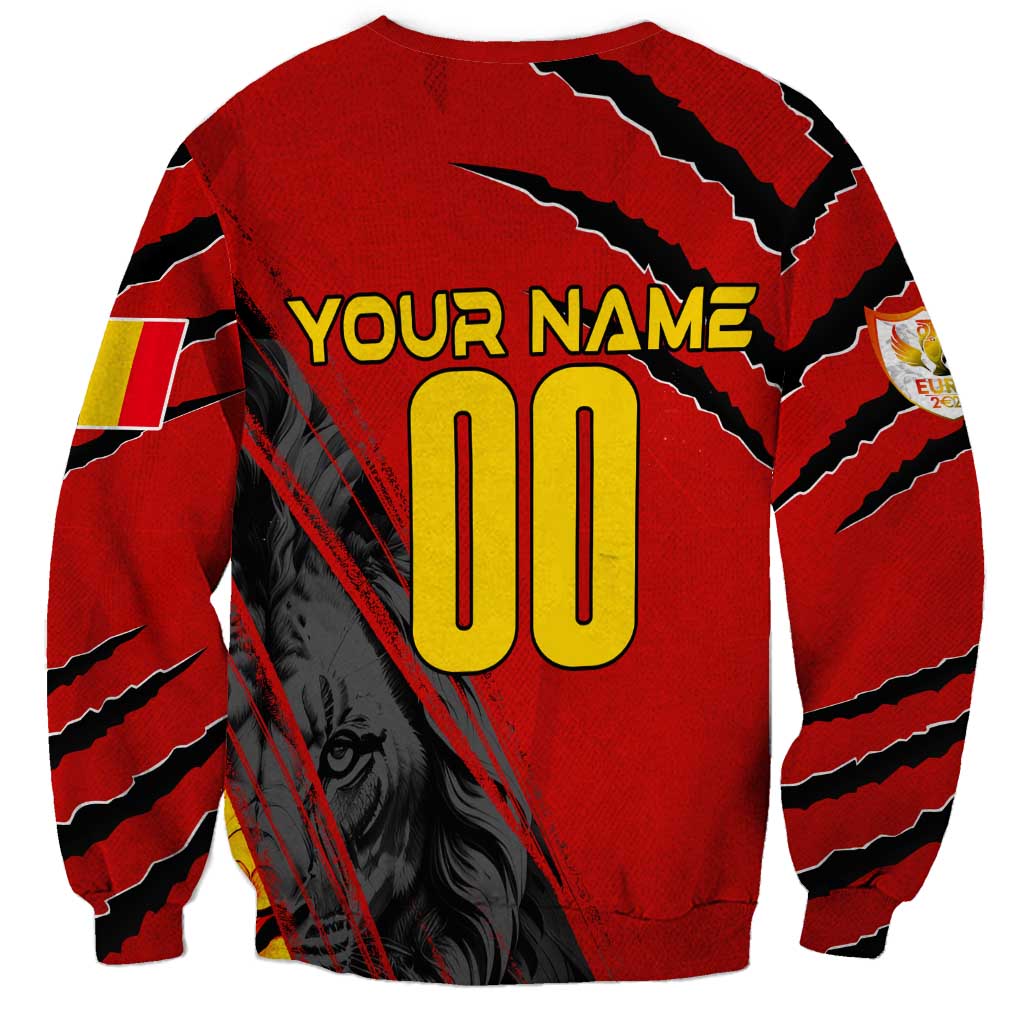 Red personalized football sweatshirt with YOUR NAME and number 10, trophy wing stripes