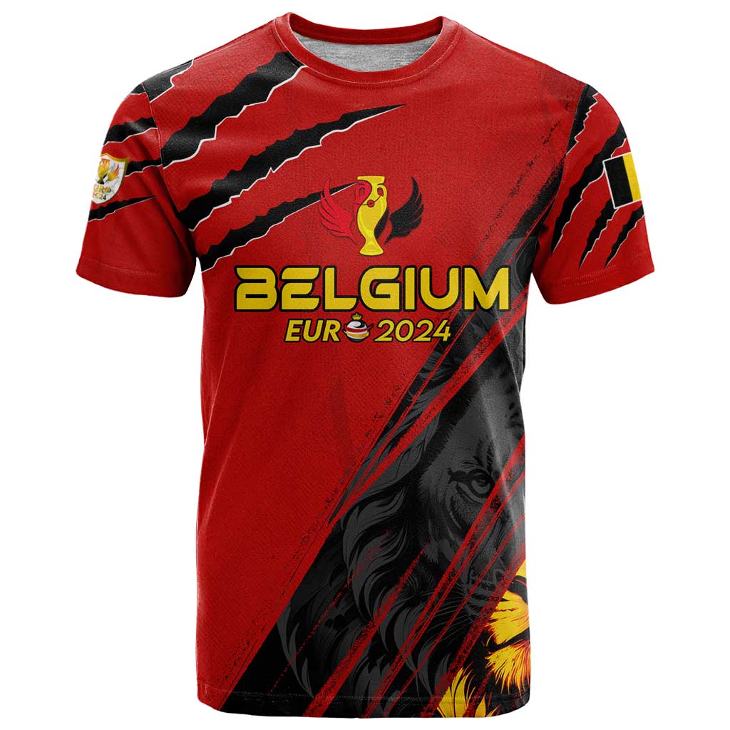 Personalized Belgium Football 2024 T Shirt Trophy Wing Style - Wonder Print Shop